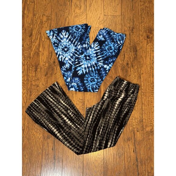 (2) No Boundaries Flare-Leg Tie Dye Leggings Fabric Blue- Juniors XL (15-17) - Picture 1 of 10